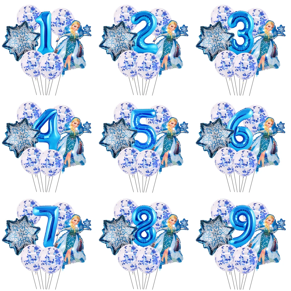 

Frozen Theme Kid Blue/Pink Number Birthday Party Decoration Anna Elsa Foil Balloons Christmas Snowflake Baby Shower Globos Toys