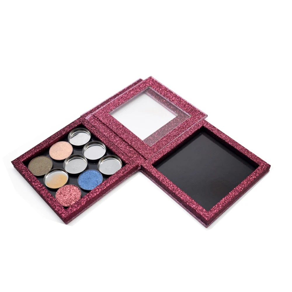 Private Label  Empty Magnetic Palette Eyeshadow Custom Bulk Logo Concealer Makeup Tool Black Pink Small Golden Scallion Window