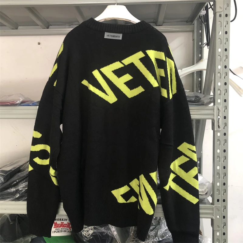 

2023fw Vetements Knitted Jacquard Letter Sweater Men Women 1:1 Best Quality Hip Hop VTM Print Sweatshirts Graphic Anime Clothes