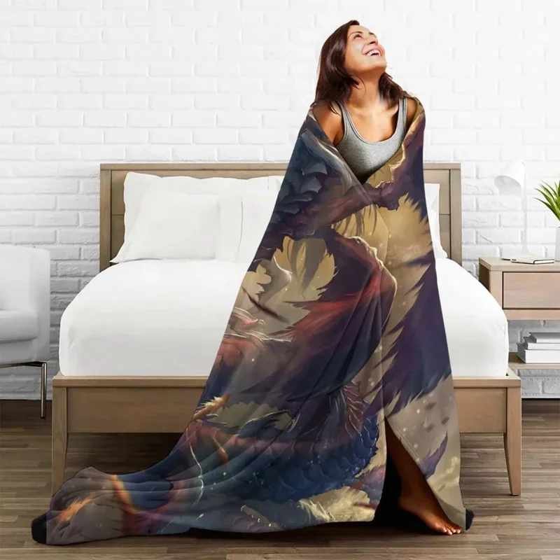 

Adventurers Guild Flying Dragon Fleece Winter Legend Myth Animal Portable Soft Throw Blankets For Sofa Outdoor