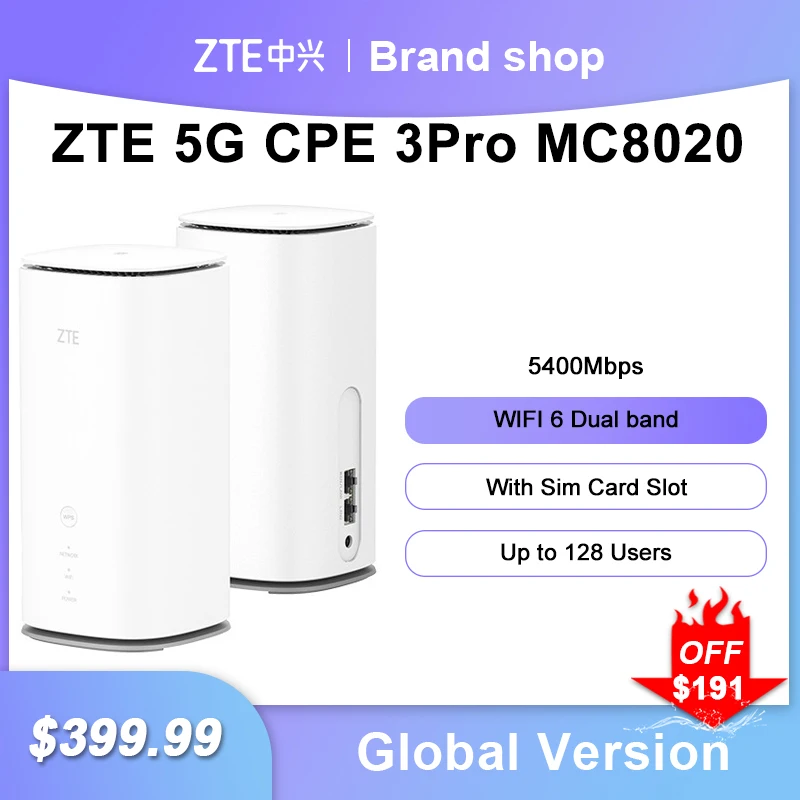 Original ZTE MC8020 5G WIFI6+ Router 5400Mbps Dual Band mesh wifi extender wireless router with sim card slot 5G 4G LTE network