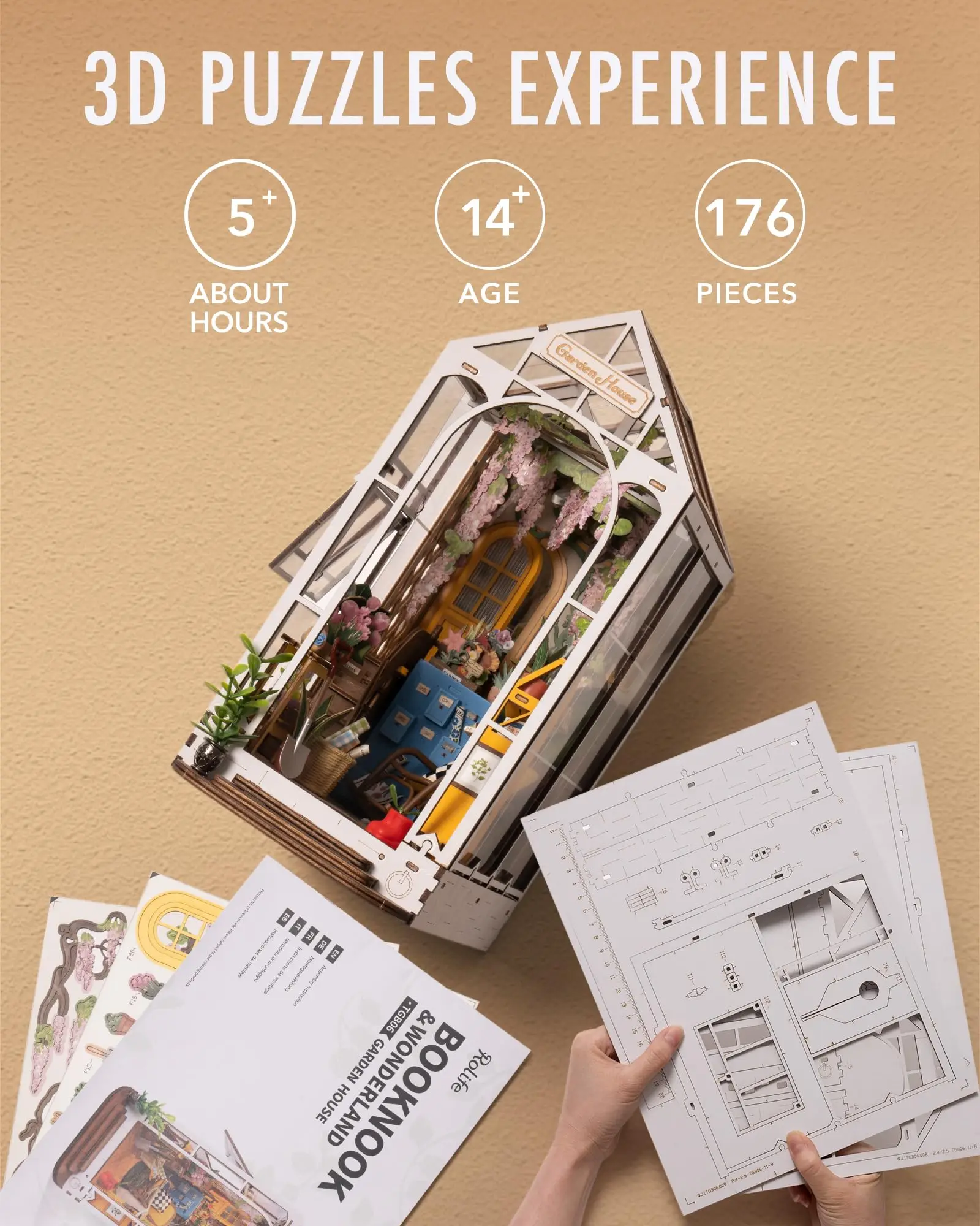 Robotime Rolife Garden House Book Nook Kit Легкая сборка Книжная полка Вставка Идеальный домашний декор Игрушка в подарок для детей, женщин и девочек TGB06 (art.: 3920cc3f97608) - 3920cc3f97608