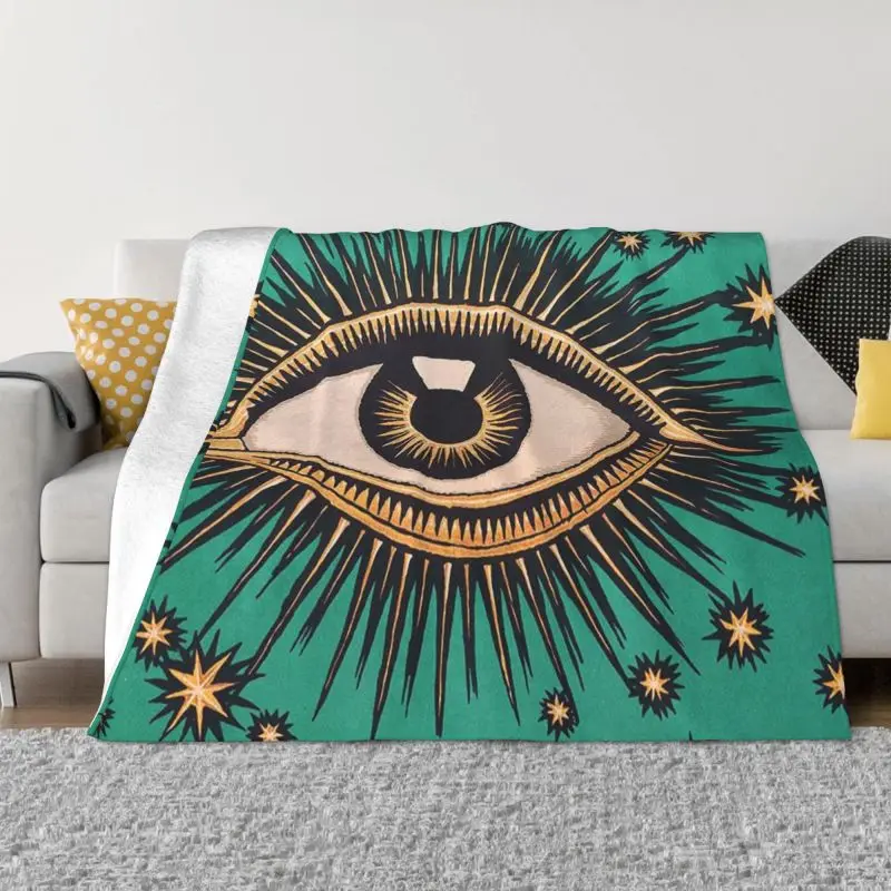 

All Seeing Eye Art Blanket Warm Fleece Soft Flannel Evil Eyes Mystic Throw Blankets for Bedroom Sofa Travel Autumn