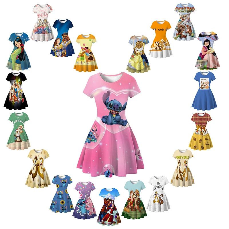 

Princess Girls 3D Digital Printing Dresses Cotton Children Costume Fancy Kids Clothing Charm Prom Vestidos For 2 to 10 Years Old