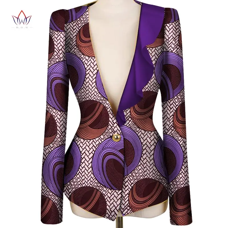 2022 Custom African Clothes for Women Jacket Overcoat Colorful Fashions Long Sleeve Collarless WY3814 | Женская одежда