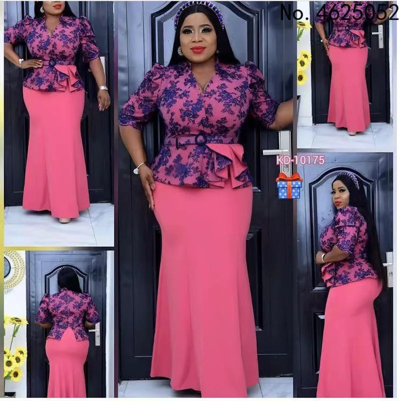 

Office Lady 2XL-6XL Floor-Length Dress V-Neck Three Quarter Christmas Print Mermaid Sexy Dress