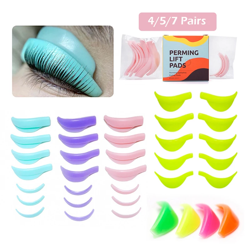 

4/5/7Pairs Silicone Eyelash Perm Pad Recycling Lashes Rods Shield Lifting 3D Eyelash Curler Makeup Accessories Applicator