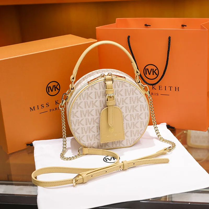 

IVK Luxury Women's Brand Clutch Bags Designer Round Crossbody Shoulder Purses Handbag Women Clutch Travel Tote Bag