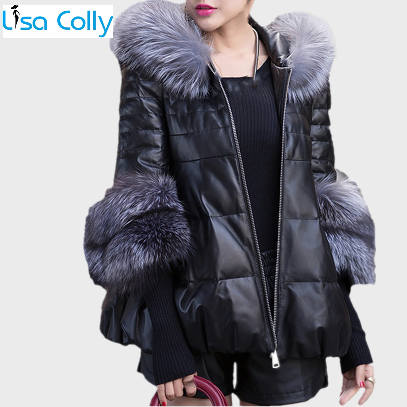 Lisa Colly Women Faux Fur Coat Jacket Autumn Winter Black Overcoat Women Warm Furs Coat Jackets