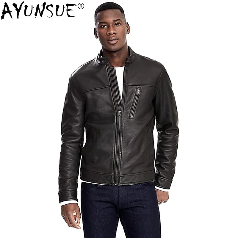 

Мужская короткая приталенная куртка из натуральной овечьей кожи, FCY230