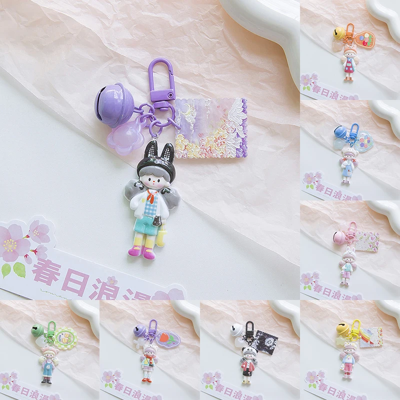 

Popcorn Girl Pendant Keychain Ins Style Phone Chain Resin Bag Charms Decoration Color Cartoon Cute Keyring Car Key Accessories