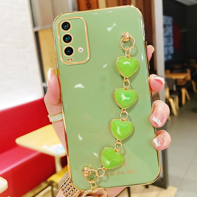 For Redmi Note10 Case Luxury Heart Bracelet Holder Cases For Redmi Note 10 10S 10Pro 9S 9T 8Pro 8 8A 8T 7A 9 9A 9C Cover Redmi10