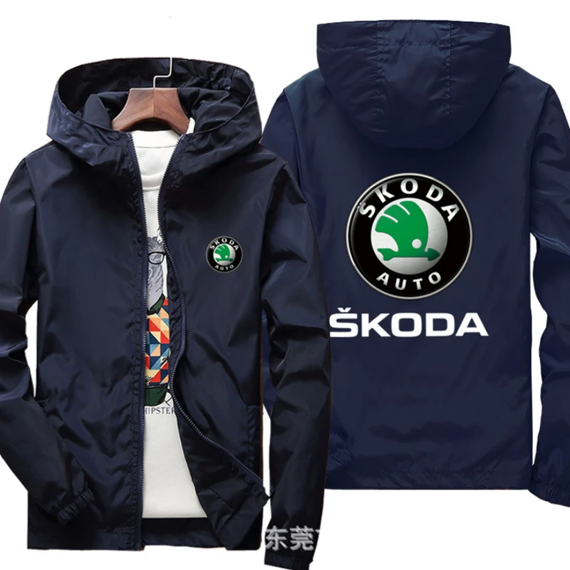 

2023 Motorcycle Jacket Windproof for SKODA logo Jacket Mobike Riding Hooded Suit Windbreaker Sweatshirts Racing zipper Coat