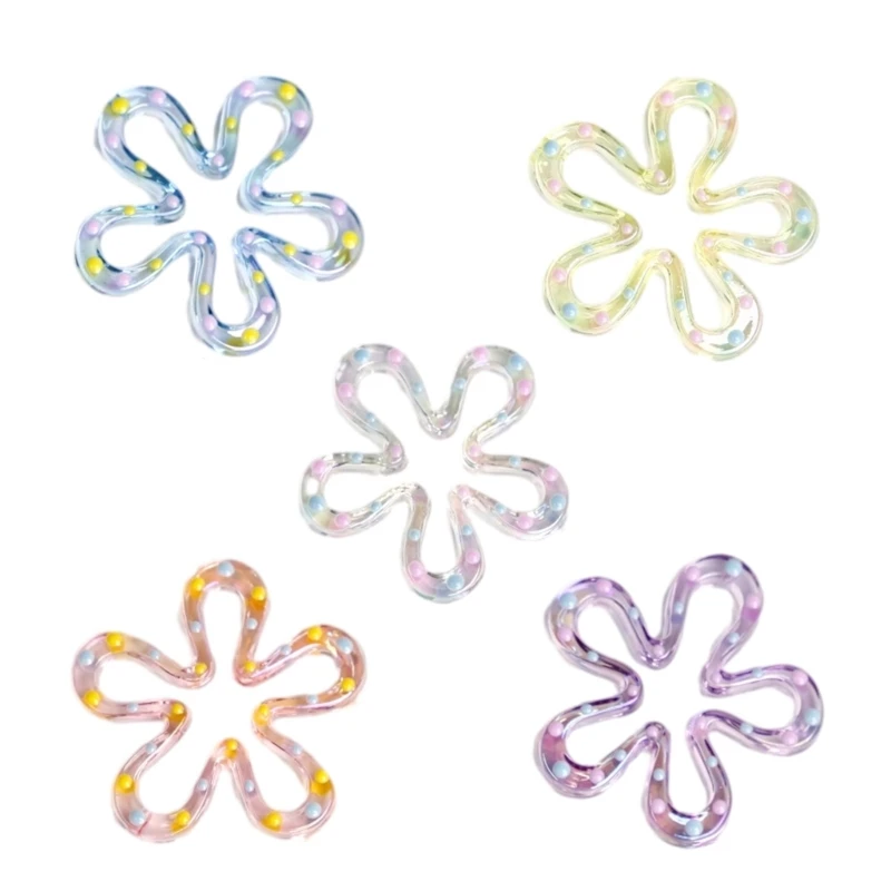 

Resin Flower Pendant Double Side Five Floral Charm Jewelry DIY for Necklace Bracelet Earring Jewelry Making Supply K3KF