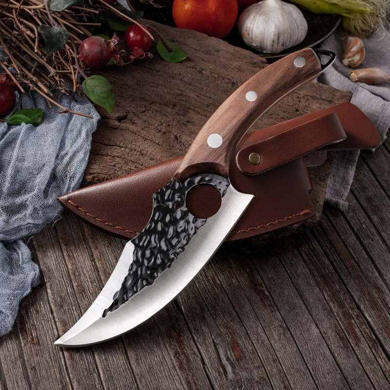 

Hand-forged Steel Ring Slaughtering Knife Slaughtering Fish Pig and Sheep Knife Cutting Meat Pork Machete Deboning Skinnin Knife