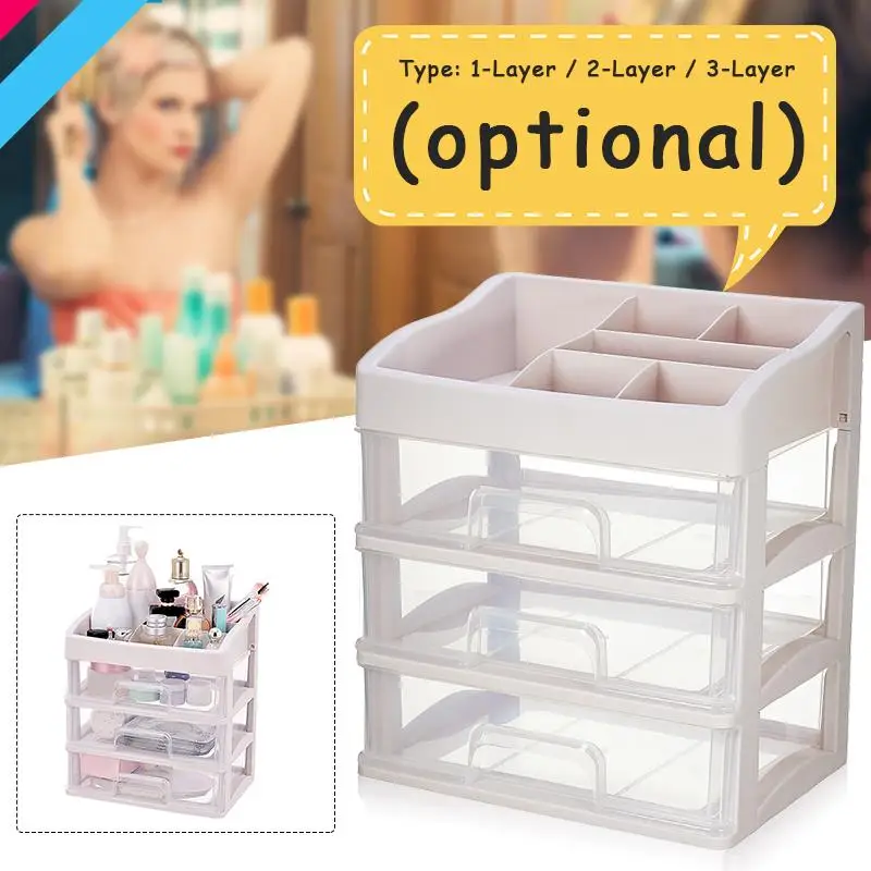 

Plastic Cosmetic Drawer Box Rack Makeup Brush Organizer Storage Desktop Jewelry Nail Polish Sundry Container Lipstick Holder