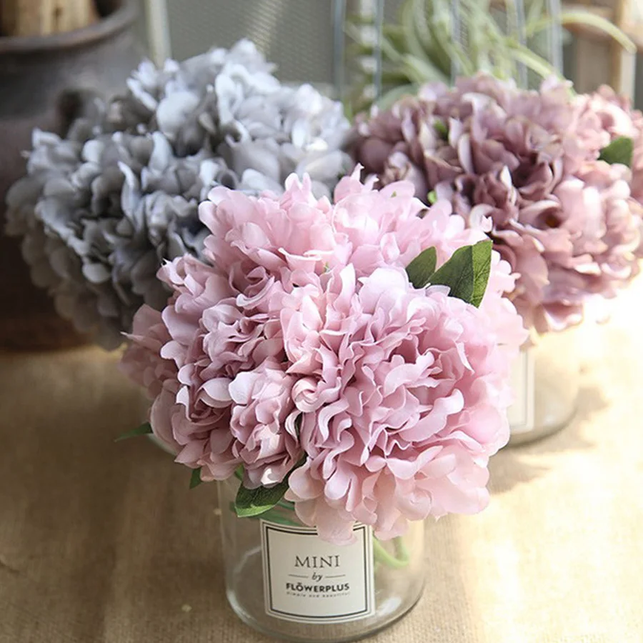 

5pcs White Artificial Silk Peony Big Flowers Head for Wedding Decoration Fake Flowers Bouquet for Home Decorative Faux Flower