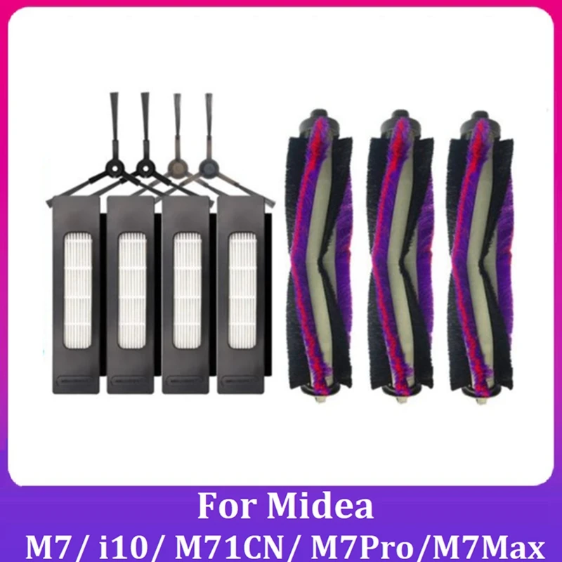 

11Pcs For Midea M7/ I10/ M71CN/ M7pro/M7max Vacuum Cleaner Main Side Brush HEPA Filter Replacement Parts Accessories Kit