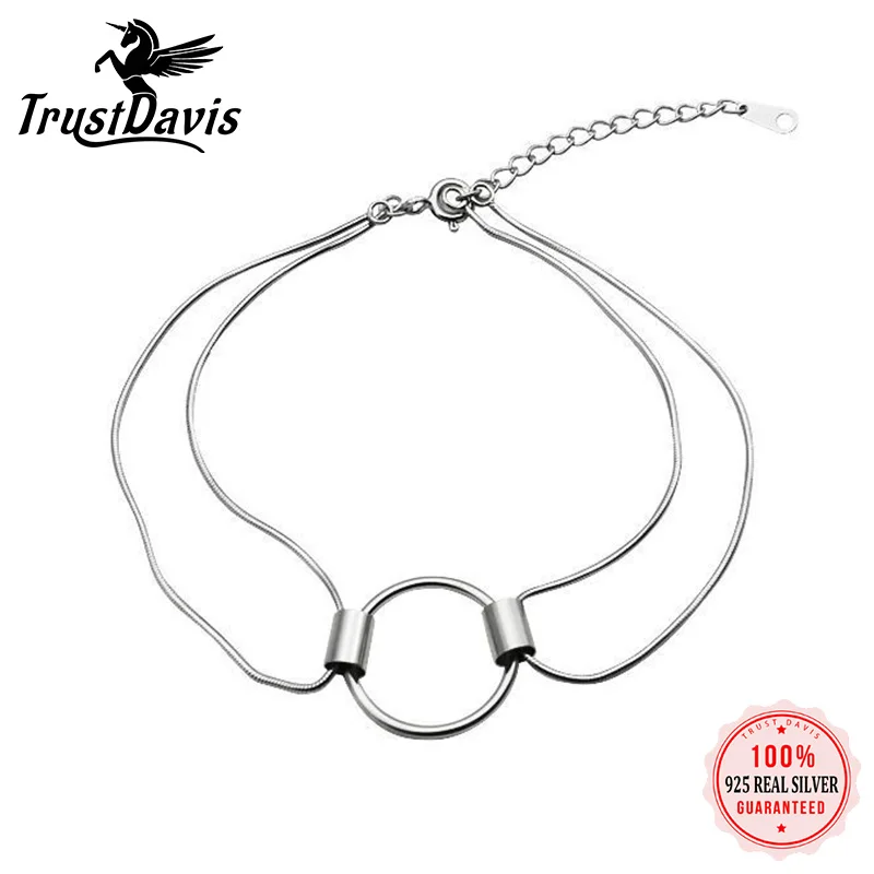 

TrustDavis, аутентичный браслет из стерлингового серебра 925 пробы для женщин, женский серебряный браслет 925, браслет, ювелирные изделия DS2547
