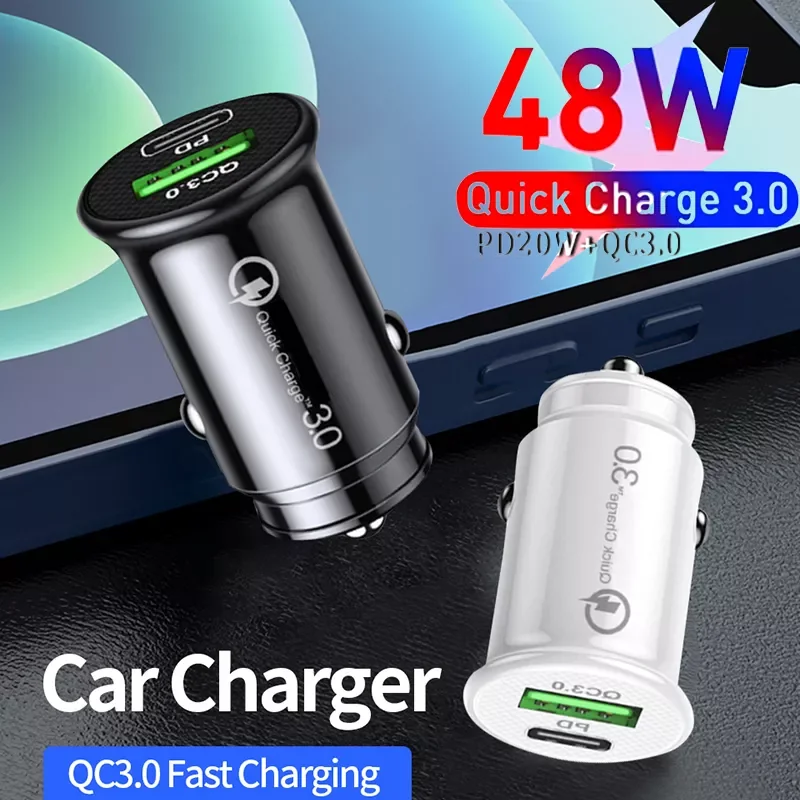 

mini Car Charger Dual USB Fast Charging QC Phone Charger Adapter for IPhone13 12 11 Pro Max 6 7 8 Plus Redmi Huawei Car Charger