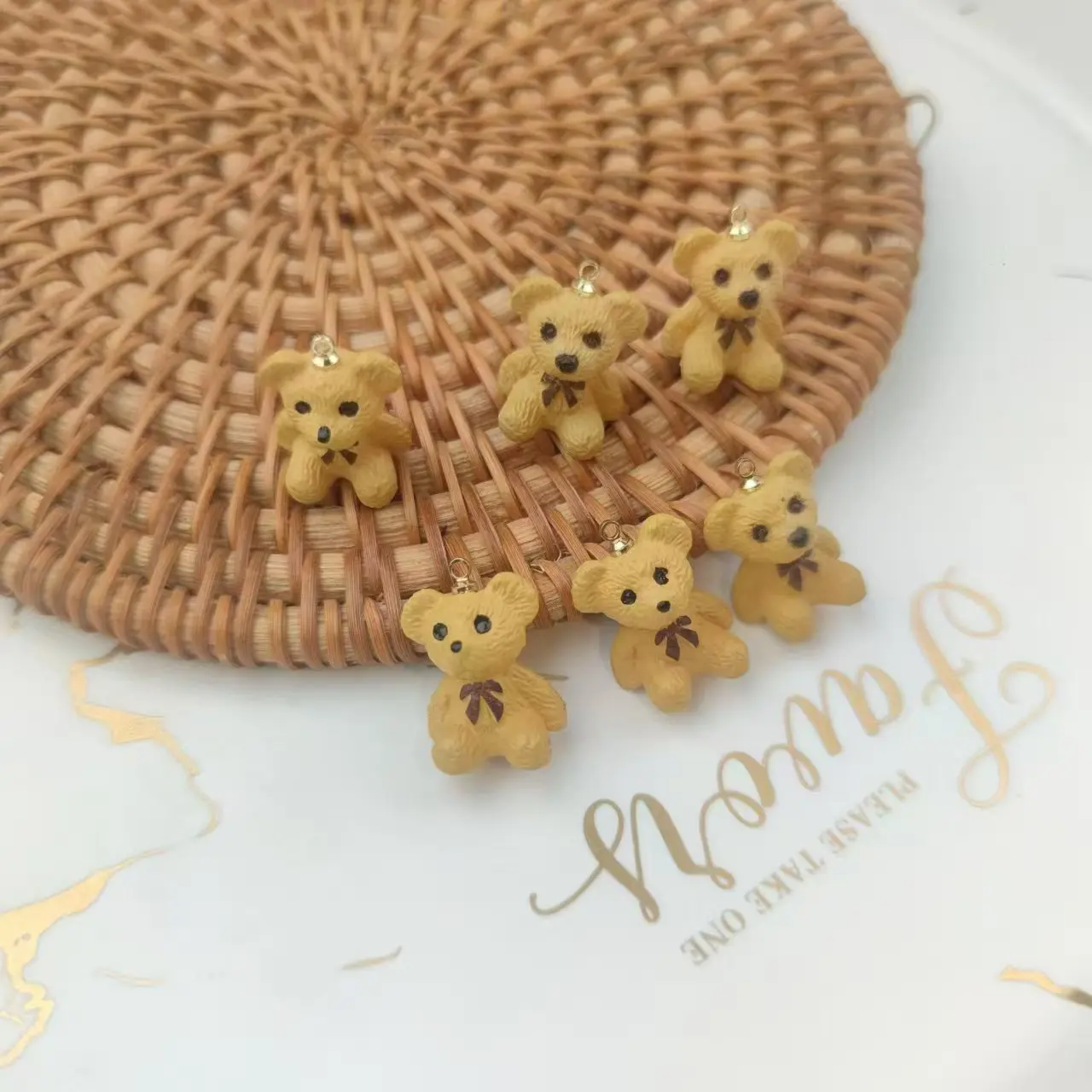 10 шт. 22 мм X 15 мини-смола медведь креативный ключ кулон украшение автомобиля DIY