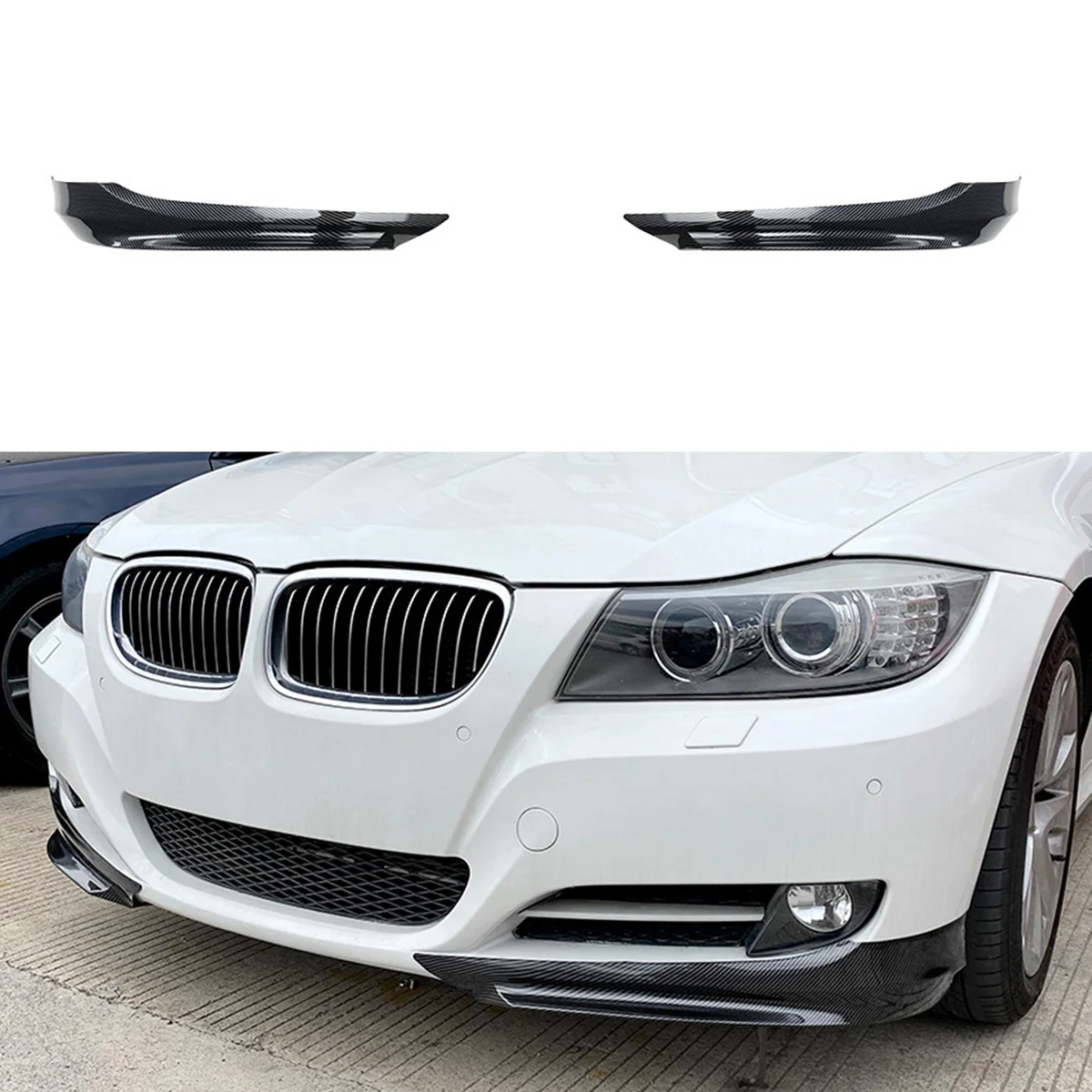 

For BMW 3-Series E90 E91 LCI 320I 330I 2009-2012 Carbon Fiber Front Bumper Lip Angle Diffuser Splitter Spoiler Protector