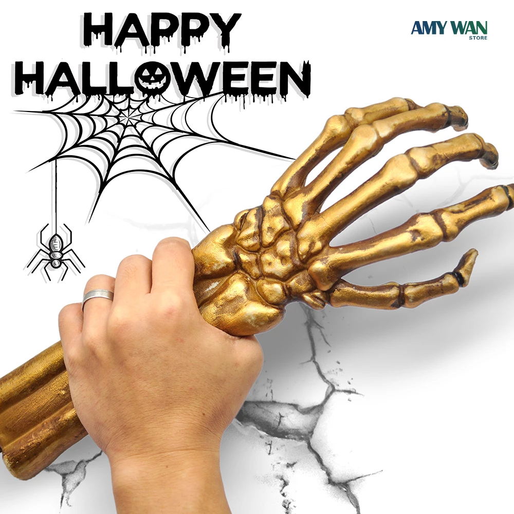 4 Color Halloween Scary Props Plastic Skeleton Hands Realistic 1:1 Ratio Fake Human Hand Bone for Haunted House Party Decoration