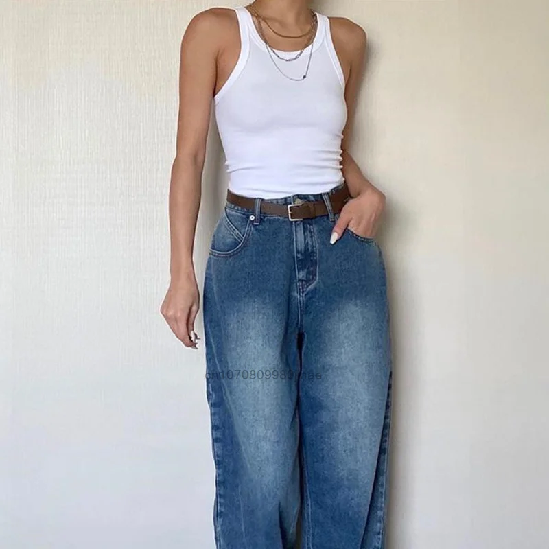 Y2k High Waist Straight Jeans Girl New Fashion Loose Casual Street Harajuku Style Pants Women Vintage Slim Female Trendy Trouse