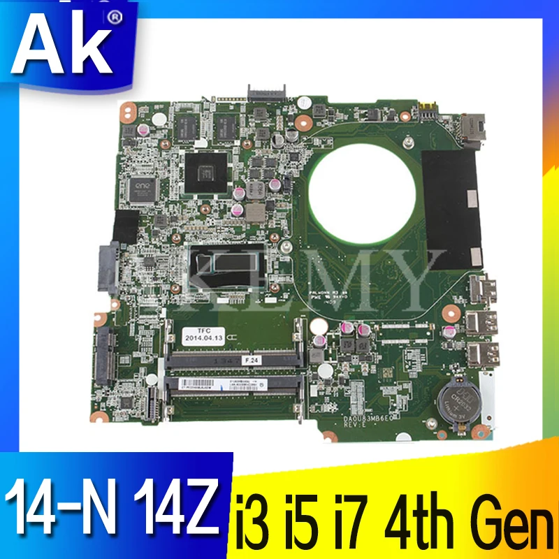 

Материнская плата для ноутбука HP PAVILION 14-N 14Z с процессором i3 i5 i7 4-го поколения DA0U83MB6E0 MB, материнская плата 758524-501 734426-001