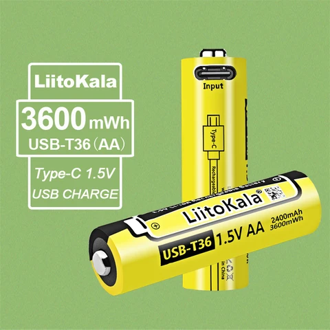1-50 шт. LiitoKala USB-T36 1,5 В AA 3600 МВтч USB литий-ионная аккумуляторная батарея высокой емкости для беспроводной мыши с дистанционным управлением
