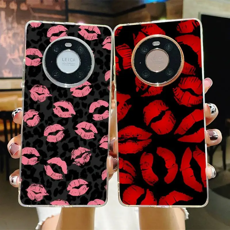 

Sexy Girl red Lips Kiss Phone Case for Samsung S21 A10 for Redmi Note 7 9 for Huawei P30Pro Honor 8X 10i cover