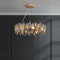 e14 led gold chrome wave crystal stainless steel dimmable chandelier hanging lamps lustre suspension luminaire lampen for foyer