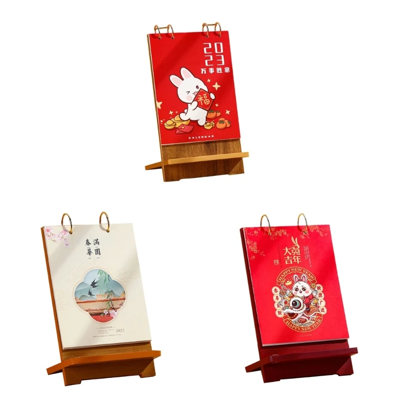 

2023 ежемесячный календарь планировщик деревянный дисплей-держатель от 01/2023 до 12/2023 D5QC