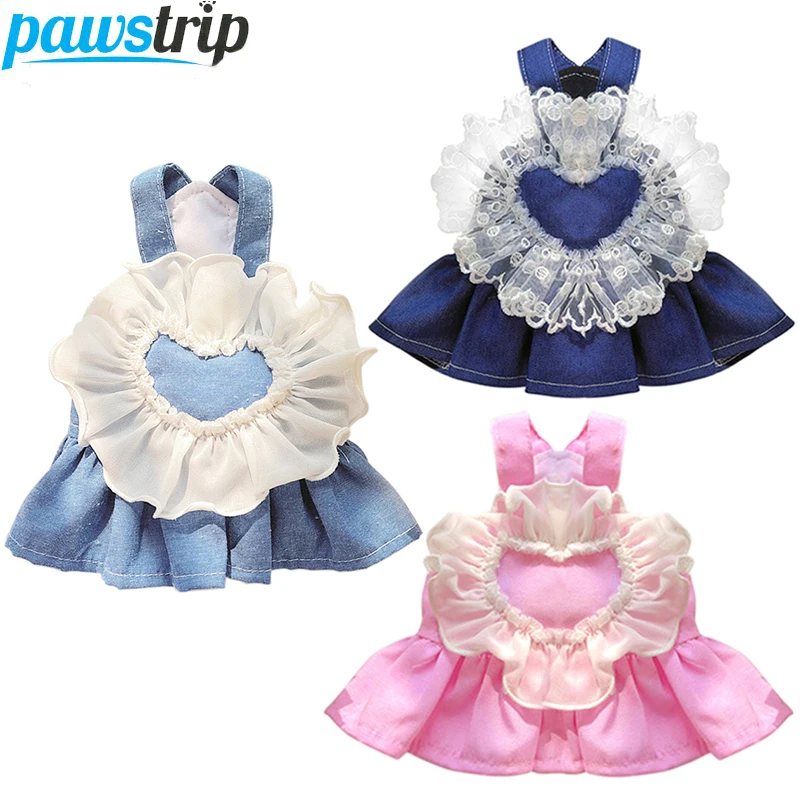 

Summer Jean Dog Dress with D-Ring Cut Princess Dress for Small Dogs Thin Puppy Clothes Chihuahua Yorks Clothing Pet Supplies