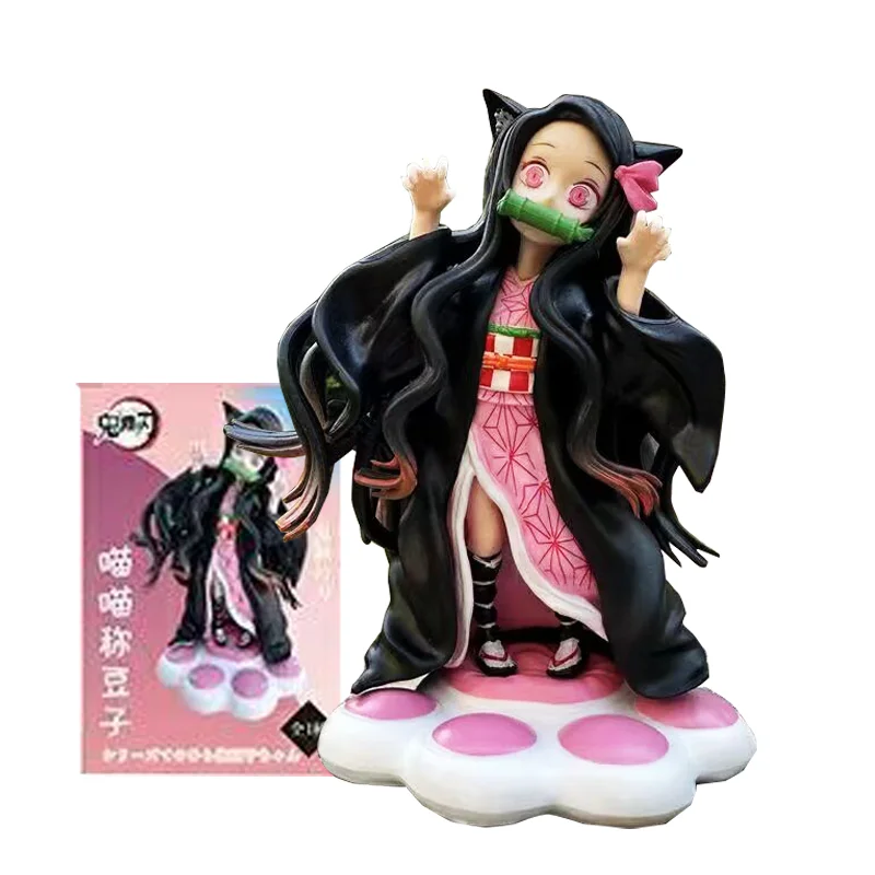 

Gk Demon Slayer Action Figure Kamado Nezuko Cat Ear Kawaii Anime Girl Figrues Collectible Doll Toys Model Desktop Ornaments