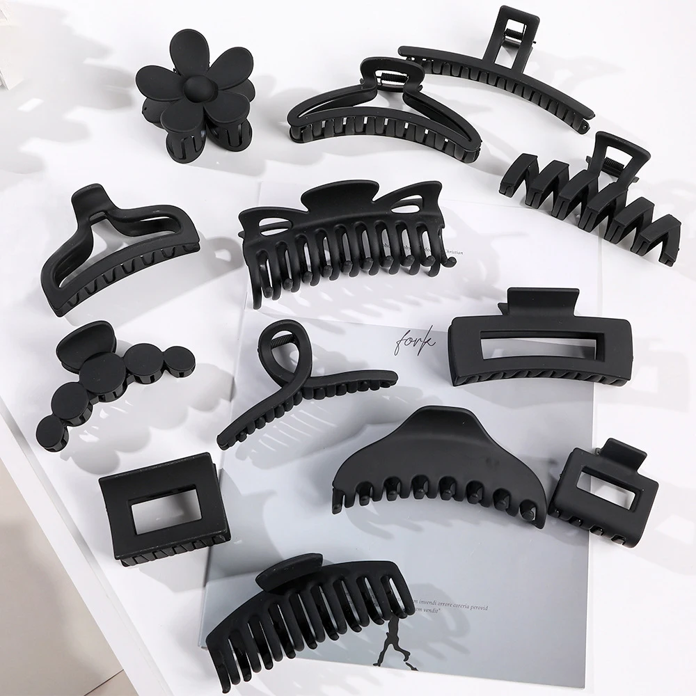 

Casual Solid Big Hair Claws For Women Girl Plastic Geometric Cross Thick Hair Summer Headwear Hair Clips Solid Hair Accessories