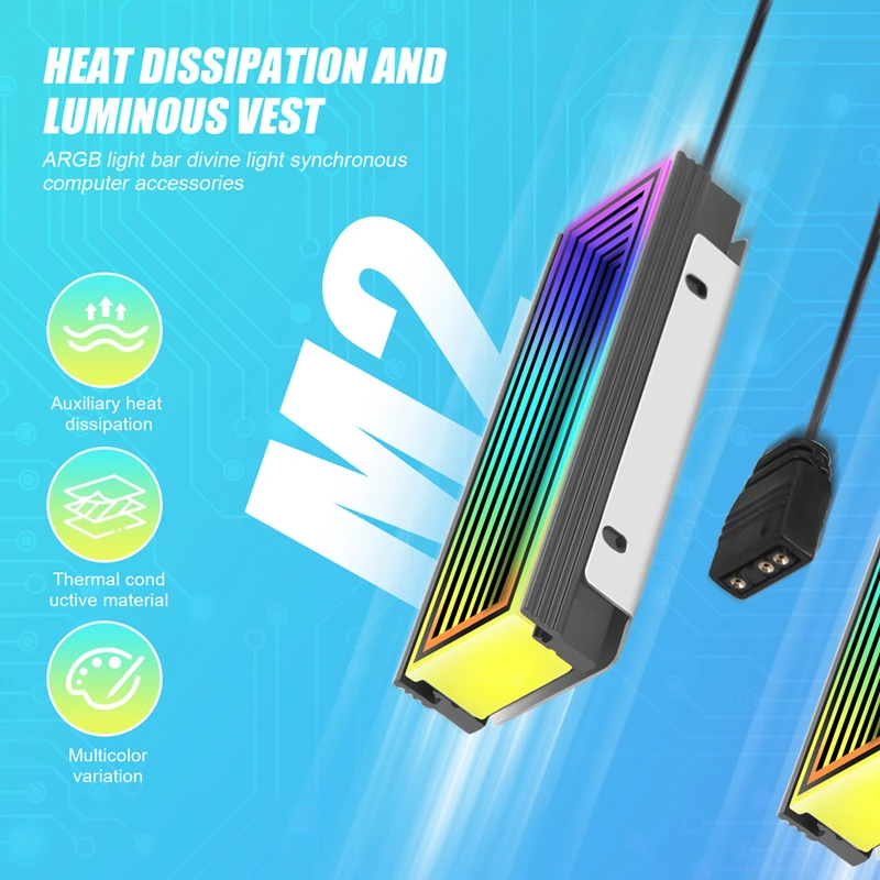 5 В ARGB Sync Компьютер 2280 SSD M2 Радиатор ПК RGB M.2 Nvme Охлаждающий радиатор Твердотельный