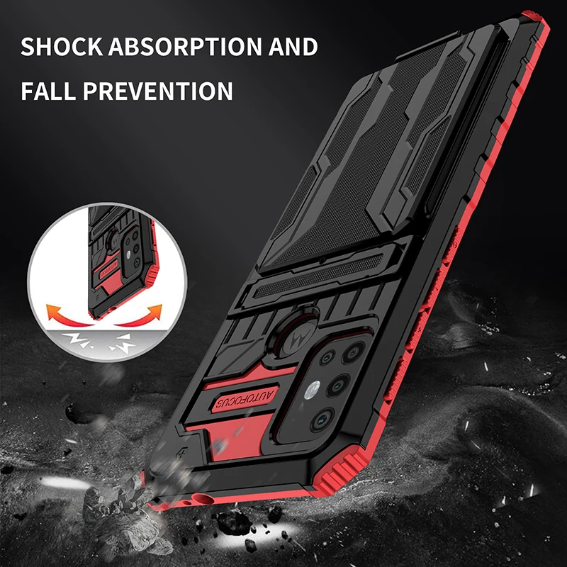 shockproof phone case for motorola g9 plus g10 g20 g30 luxury card slot kickstand protection cover for moto g stylus power pure free global shipping