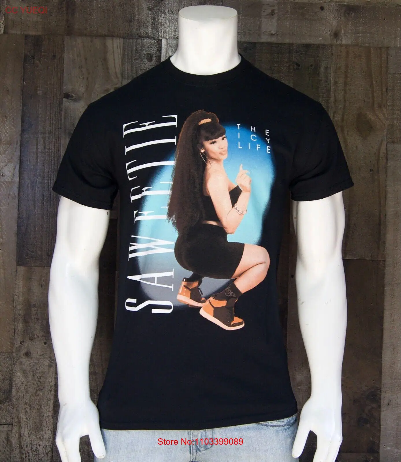 Новинка Мужская Классическая хлопковая Футболка Saweetie цвет черный Размеры S/S