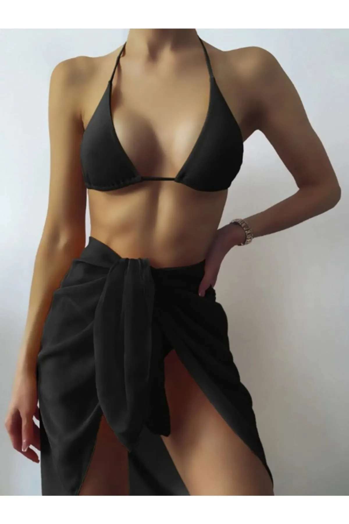 

Women's Pareo Black Chiffon Full Length Strapless New Season Swimwear Cover Up Dress Sexy Tunic Suit Beachwear