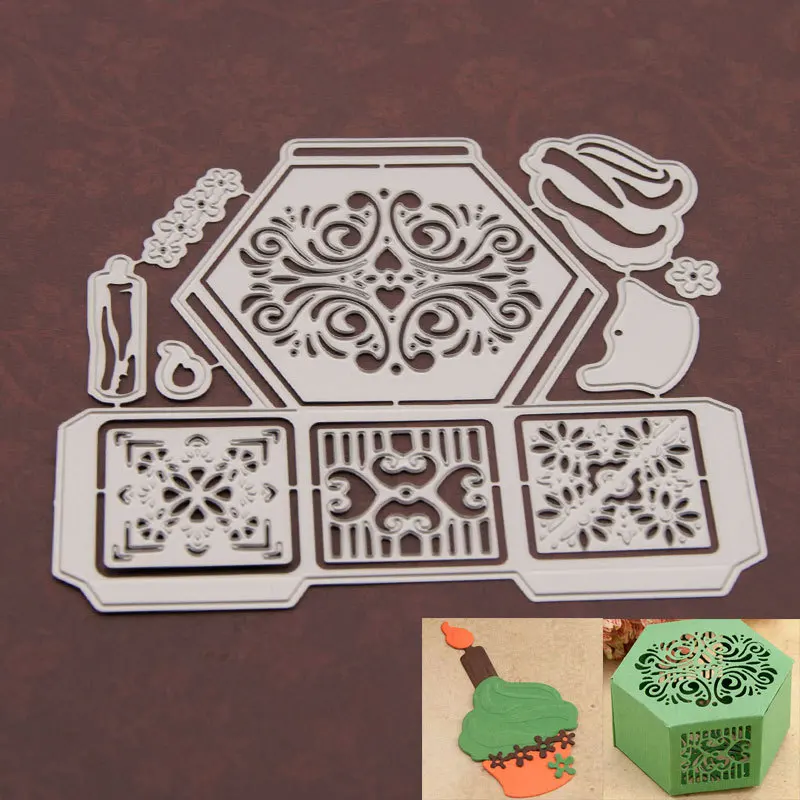

DIY Cutting Dies Metal Embossing Cutting Dies Carbon Steel Paper Cut Card Template Hexagonal Box Cutting Dies Frame