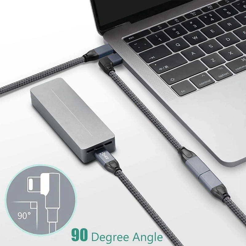 Акция! Удлинительный кабель USB C под прямым углом короткий блестящий и