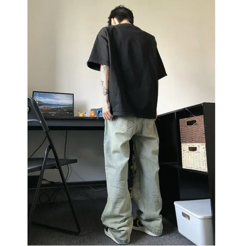 Уличные рваные мужские джинсы American Y2k в стиле хип-хоп для тяжелой промышленности