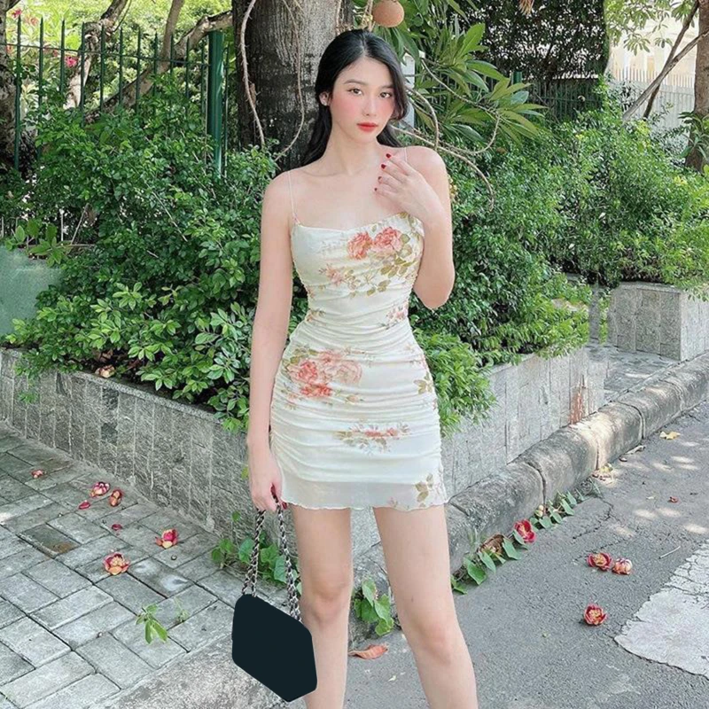 

Women Dress Sleeveless Floral Aesthetic Kawaii Ruffles Hem Mini Sundress Female Sexy Sweet Girl Fairycore Dresses For Ladies
