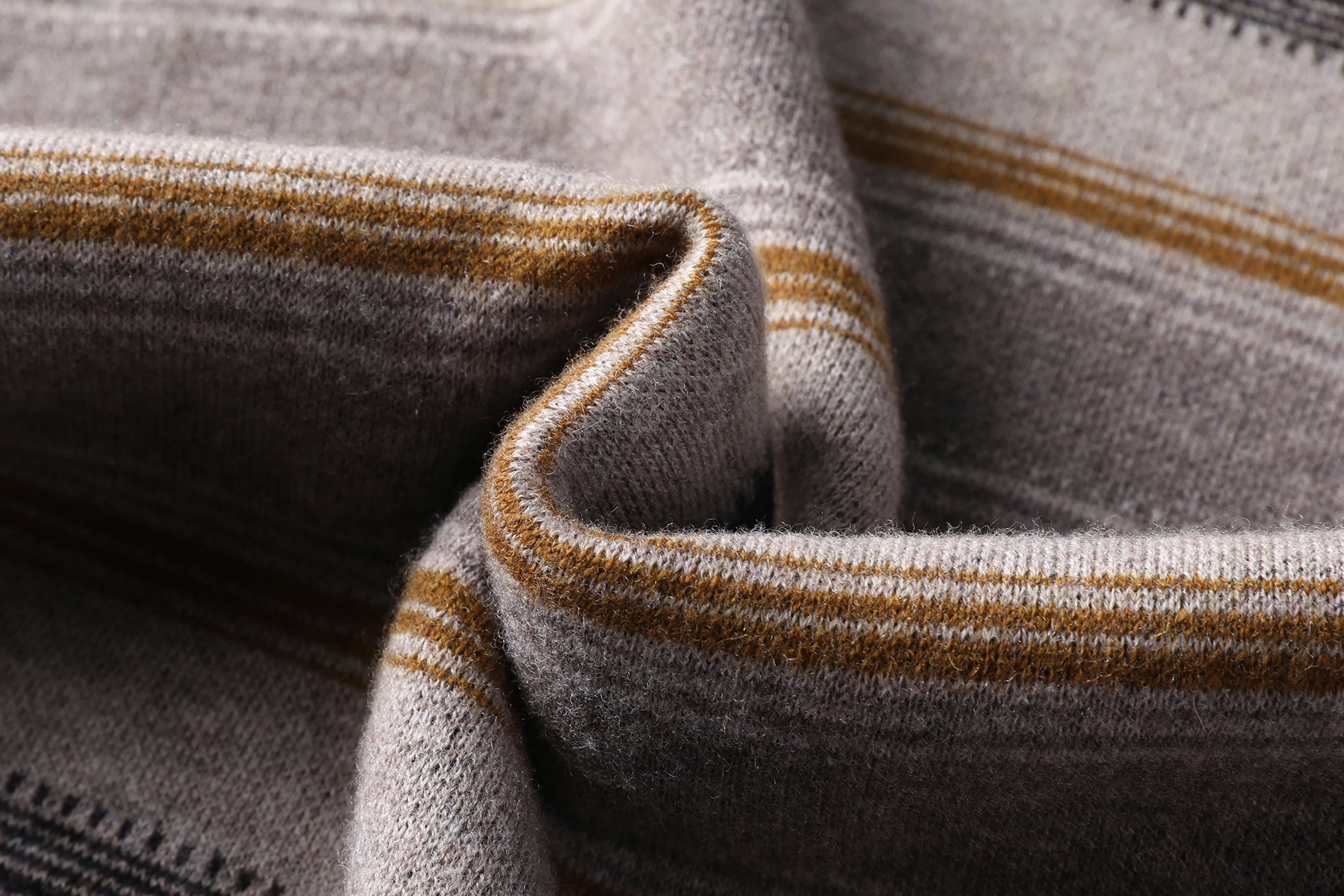 Теплая одежда из 100% овечьей шерсти мужской толстый свитер в широкую полоску