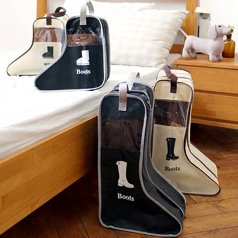 

Practical Leather Korea Storage Simple Travel Ankle Boots Zipper Accessories Bag Portable Shoes carrying Visible Dustproof