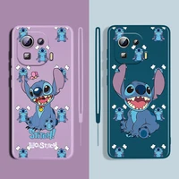 stitch disney cute art for xiaomi mi 12 11i 11 11t 10 10t 10s 9 se lite pro ultra 5g liquid silicone soft rope phone case
