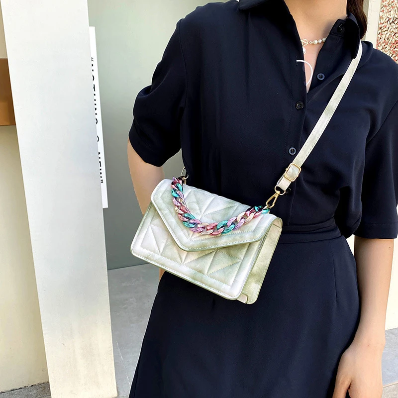 Designer Bags Luxury Luxury Women's Shoulder Bag Tie Dye Designer Quilted Chain Strap PU Leather Handbags Female Crossbody Bags