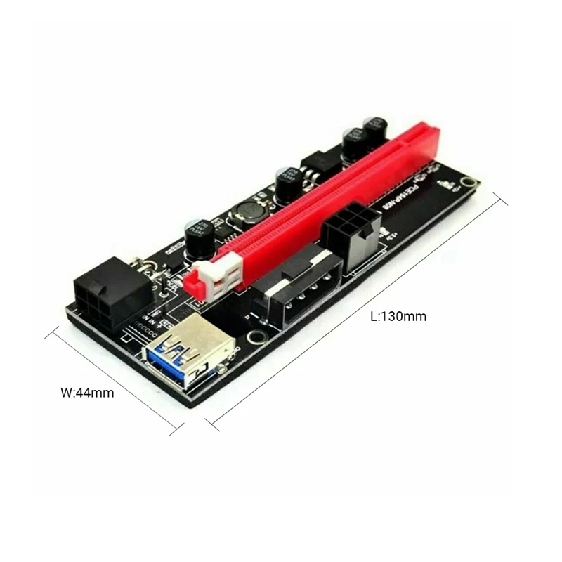 PCI-E Pcie Riser 009 Express 1X To 16X Extender PCI E USB 009S Dual 6Pin Adapter Card SATA 15Pin For Bitcoin Miner