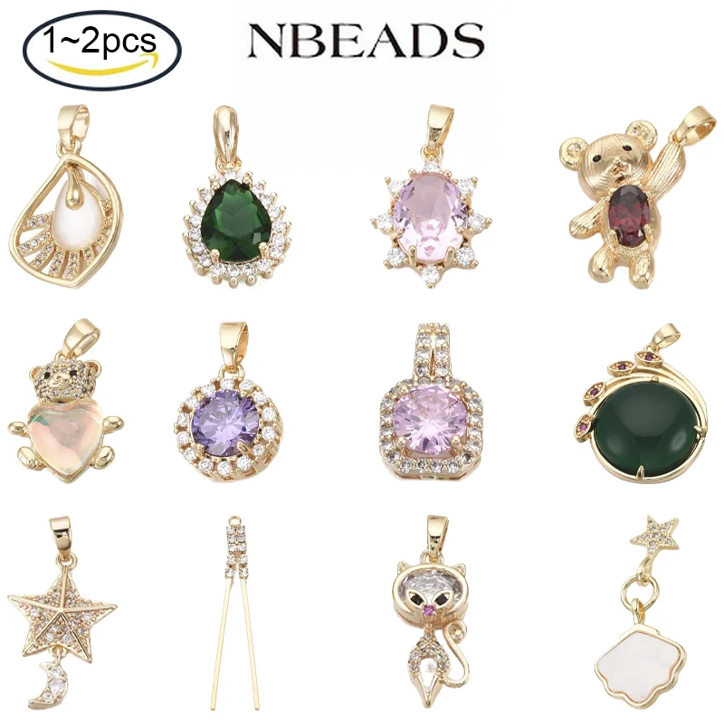 

NBEADS 1-2 шт., 23x14x3 мм, латунные подвески с прозрачным кубическим цирконием, с акриловыми и латунными застежками, без никеля, звезда с Луной